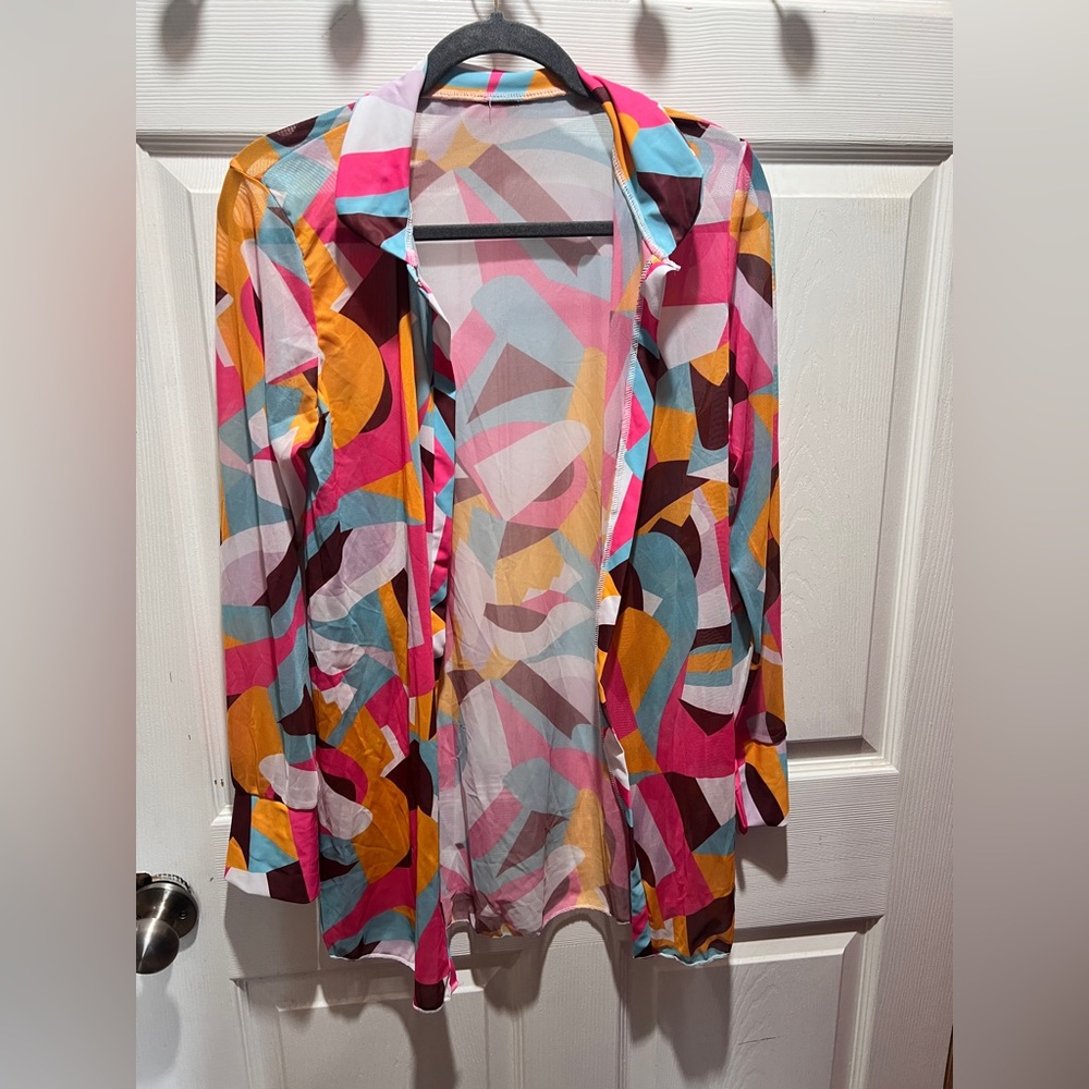 SHEIN Multicolor Abstract Swim Coverup